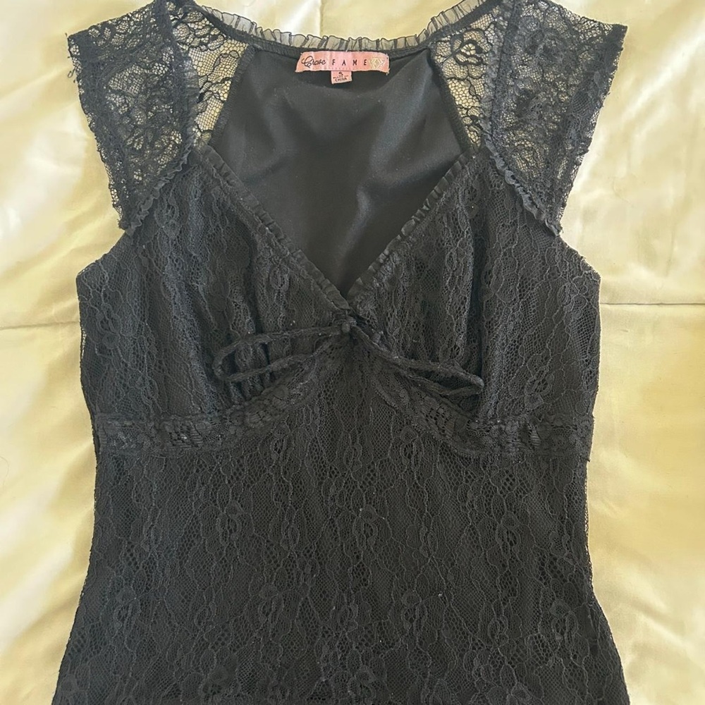 Crave Fame Black Lace Detail Top